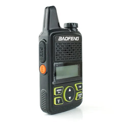 2x Baofeng BF-T1 Mini Walkie Talkie FM Long Range UHF Two Way Radio + Earpieces Black / EU Plug Walkie Talkie