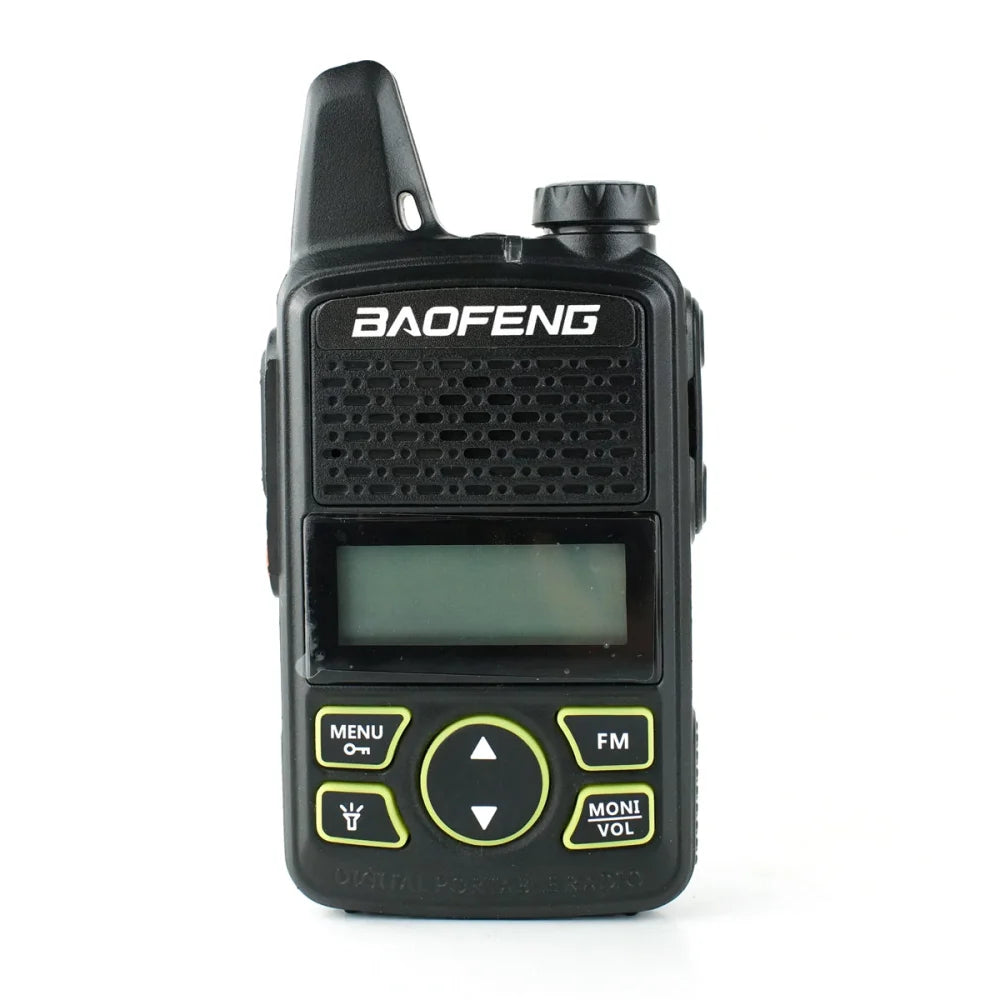 2x Baofeng BF-T1 Mini Walkie Talkie FM Long Range UHF Two Way Radio + Earpieces Black / EU Plug Walkie Talkie