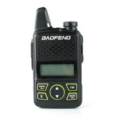 2x Baofeng BF-T1 Mini Walkie Talkie FM Long Range UHF Two Way Radio + Earpieces Black / EU Plug Walkie Talkie