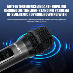 2x Wireless Microphone UHF Rechargeable Cordless Handheld Mic System Receiver Microphone