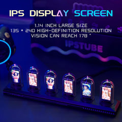 RGB Nixie Tube Clock LED Glows IPS Color Screen DIY Analog Digital Tube Nixie Tube Clock Clock