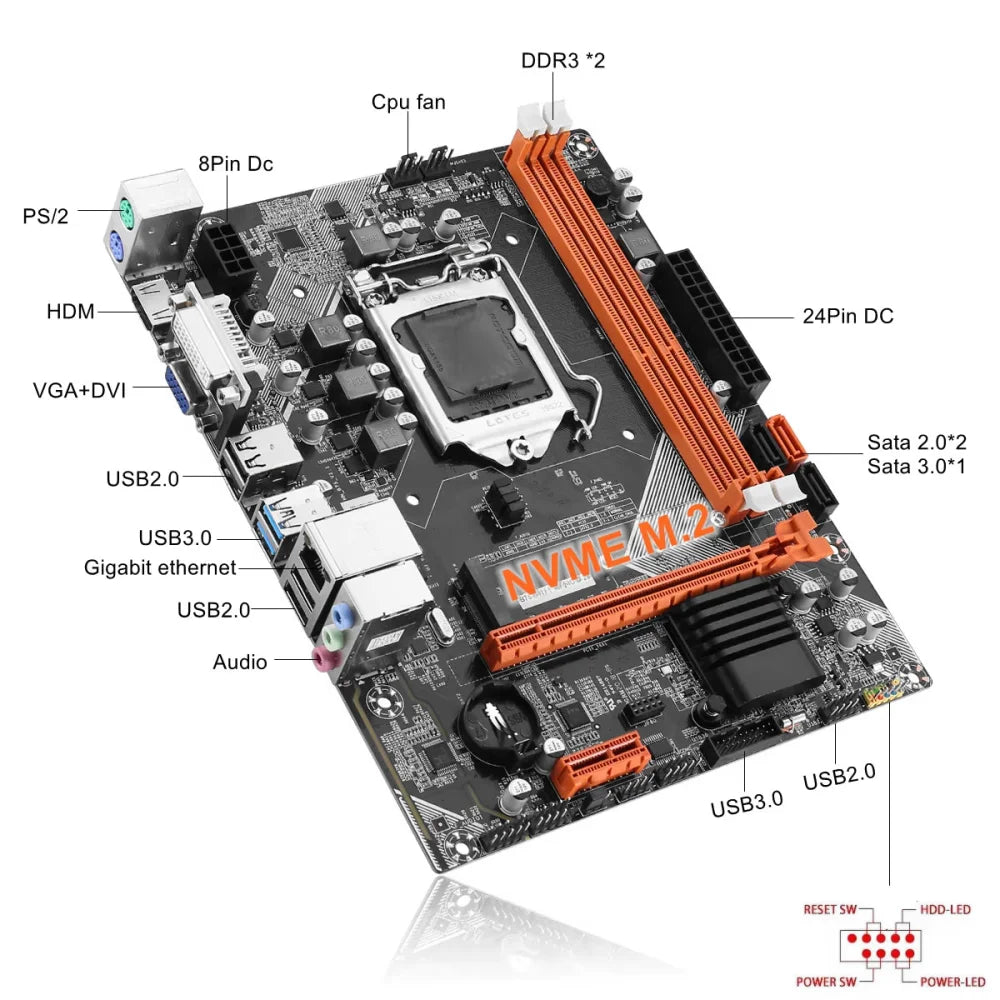 B75 Intel LGA1155 Gaming Motherboard Set + i7 3770 CPU + 16GB DDR3 RAM Bundle Motherboard + CPU + RAM Motherboard