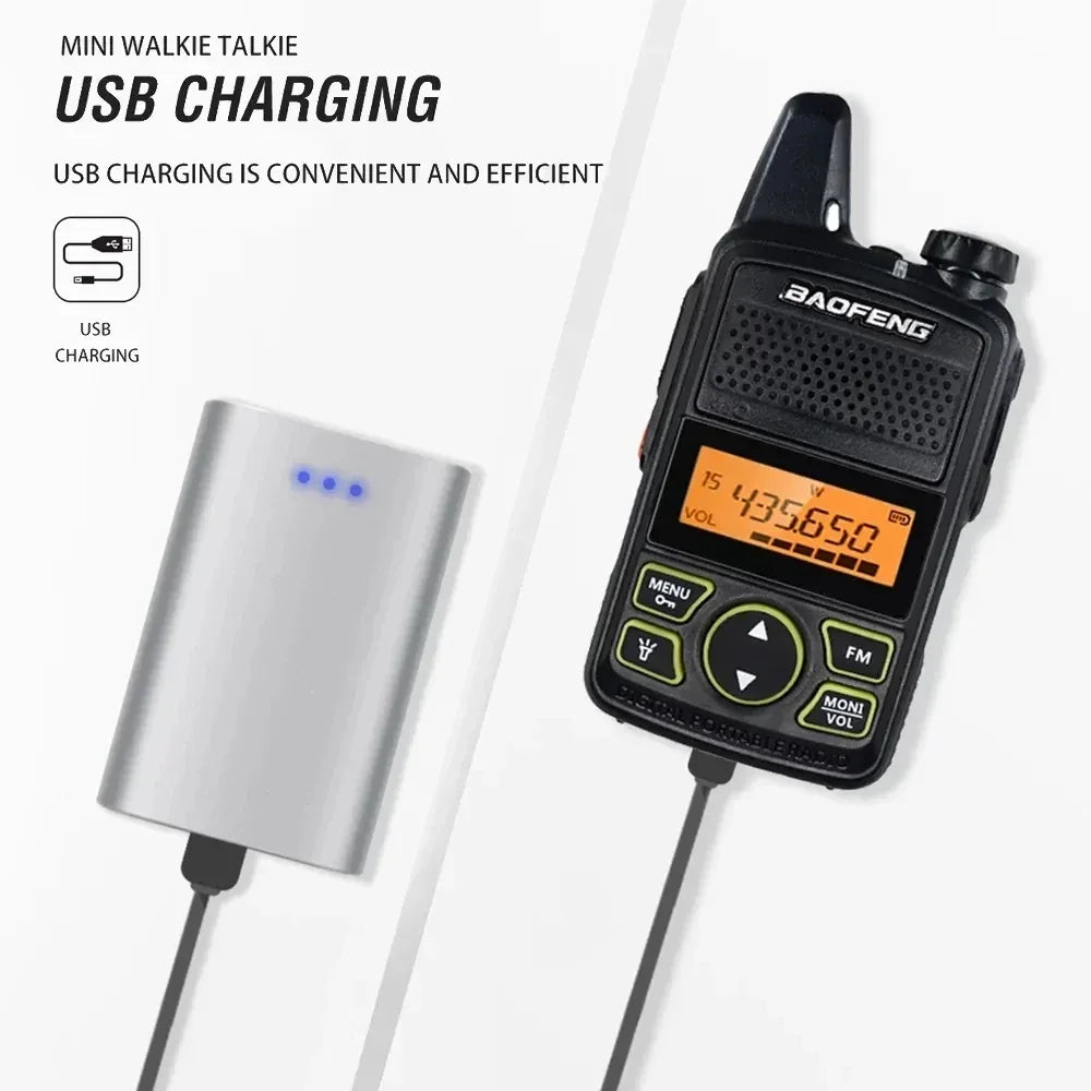 Baofeng BF-T1 Mini Two Way FM Ham Radio UHF 400-470MHz Walkie Talkie Long Range Black / EU Walkie Talkie