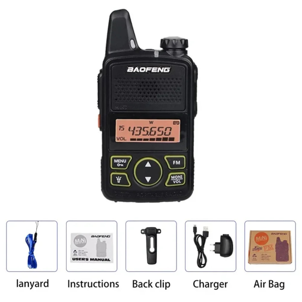 Baofeng BF-T1 Mini Two Way FM Ham Radio UHF 400-470MHz Walkie Talkie Long Range Black / EU Walkie Talkie