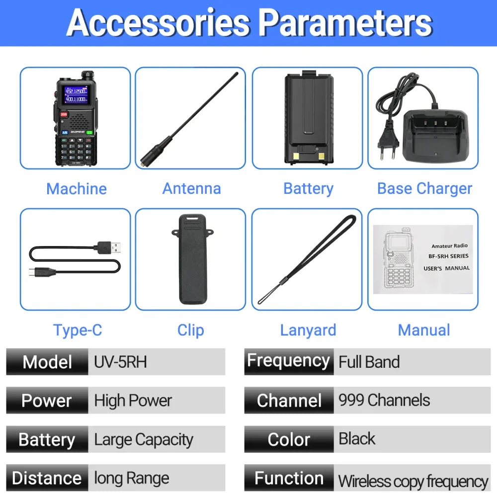 Baofeng UV-5RH Tri Power 15W Air Band Ham Two-Way Radio Walkie Talkie UK Walkie Talkie