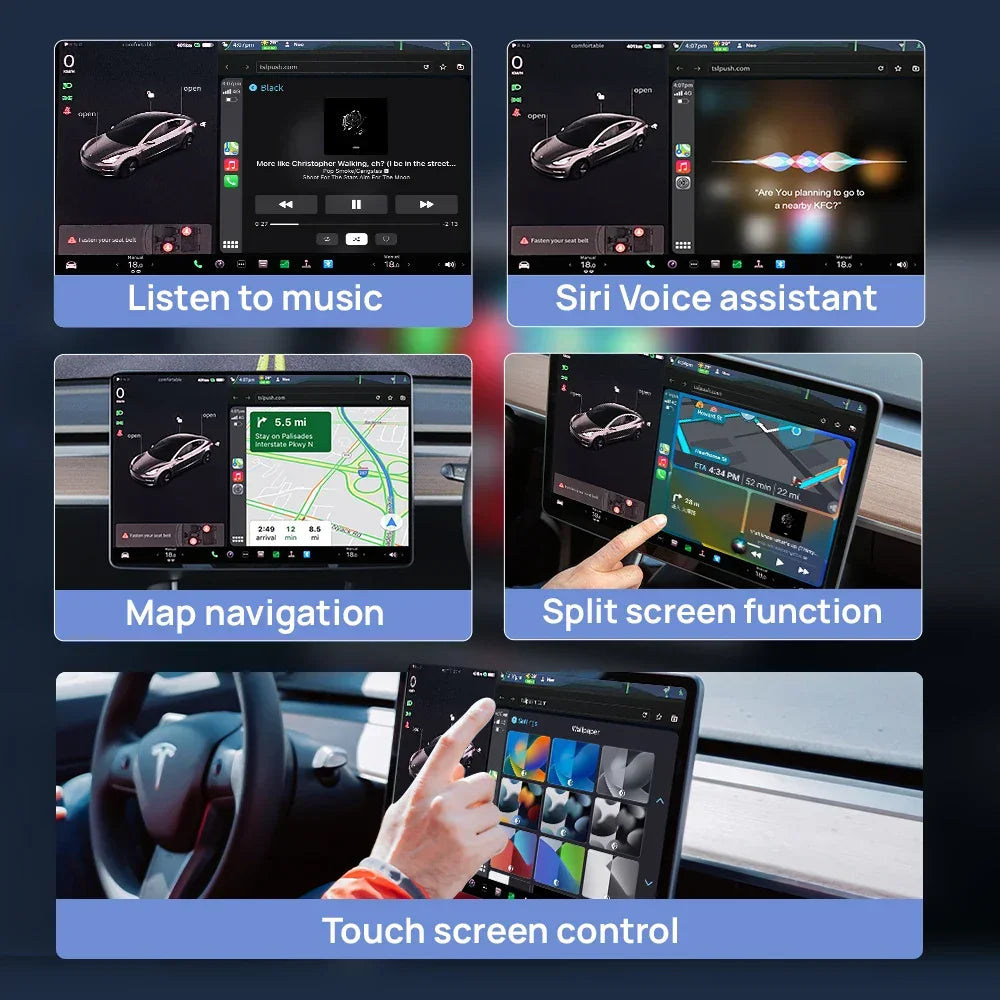 CarlinKit T2C Wireless CarPlay Android Auto Adapter Tesla Model 3/Y/X/S Upgrade CarPlay and Auto Apple CarPlay &