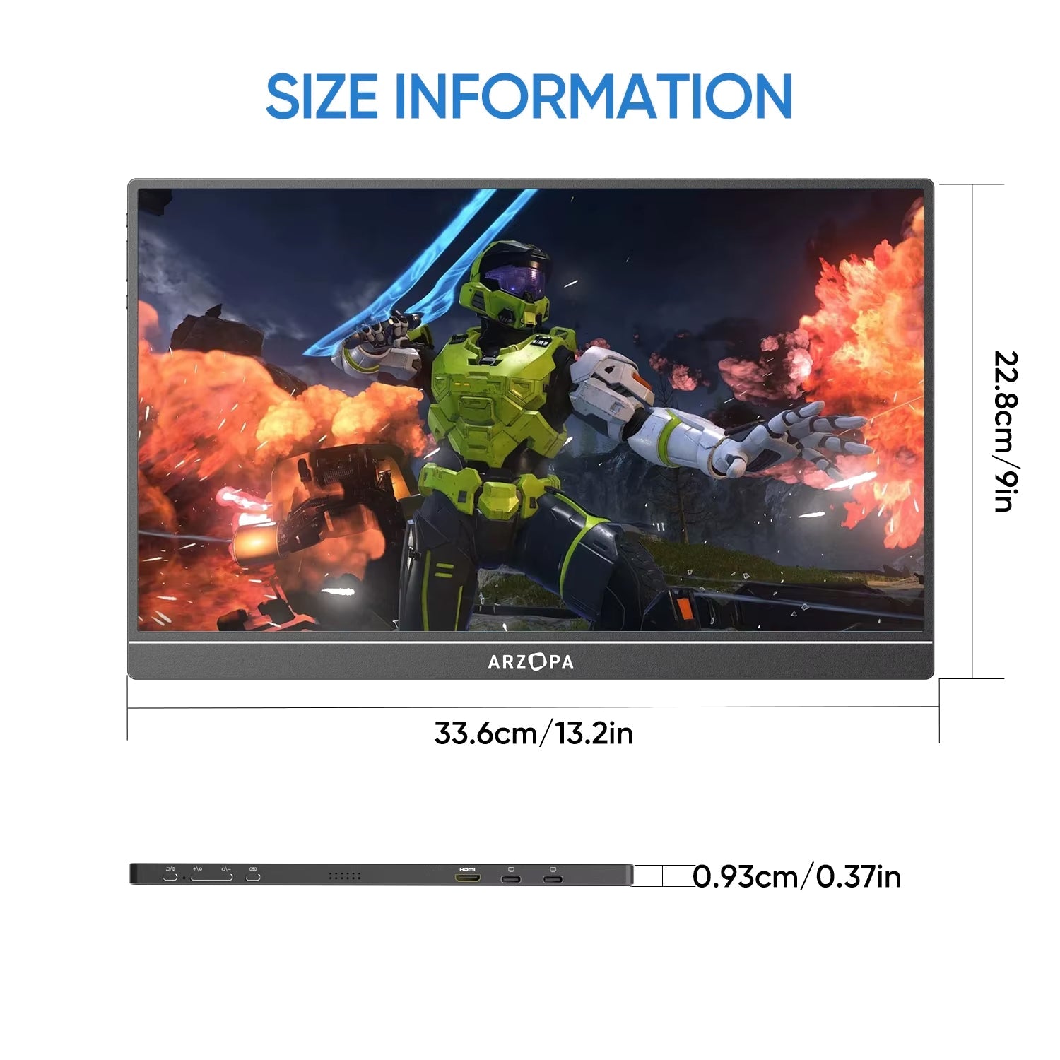 ARZOPA 16.1 Inch 144Hz 100% sRGB Portable Monitor Type-C Mini HDMI PC XBOX PS 16.1 Inch / ARZOPA Portable Monitor