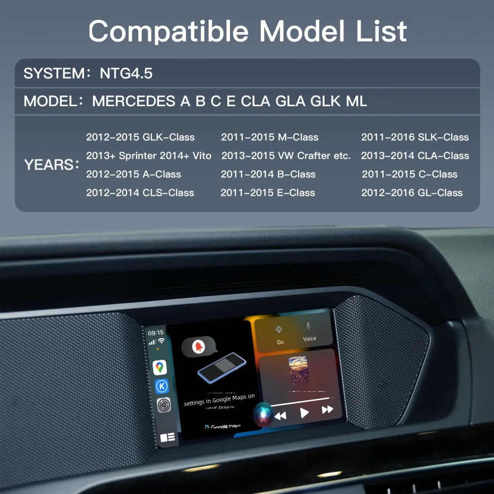 Mercedes 2011-2015 NTG4.5 Plug&Play Retrofit Wireless CarPlay & Android Auto Mercedes NTG4.5 Apple CarPlay & Android