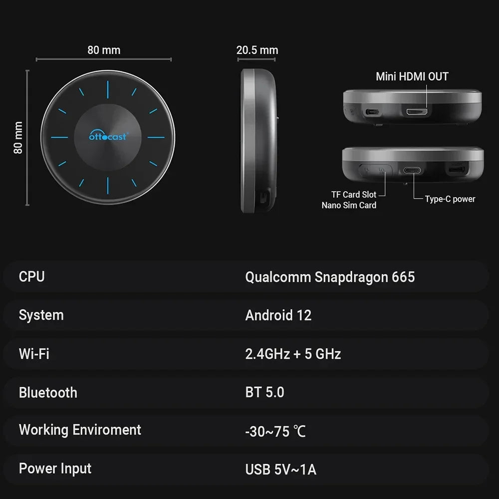 Ottocast ALL-IN-1 HDMI AI Box Wireless CarPlay & Android Auto Netflix YouTube Ottocast P3 / Yes Apple CarPlay & Android