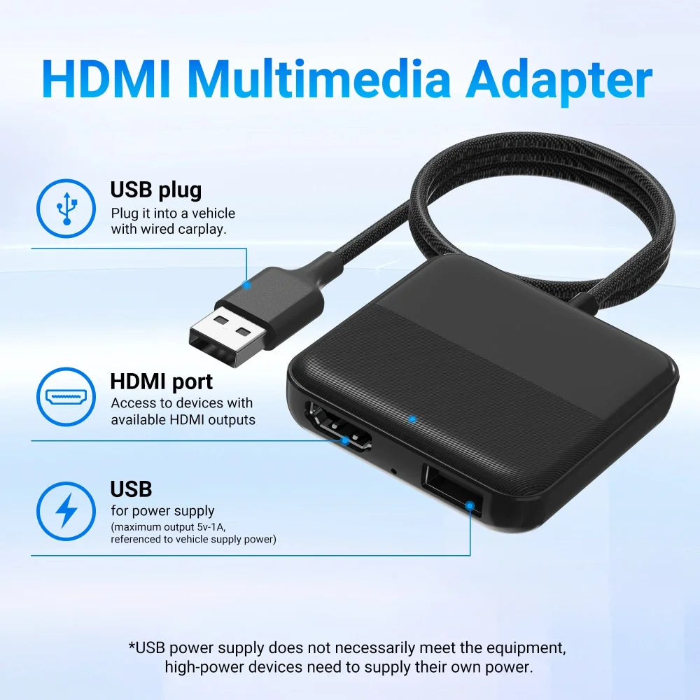 Ottocast Car TV Mate Car Infotainment HDMI Adapter & Wireless CarPlay Adapter Apple CarPlay & Android Auto