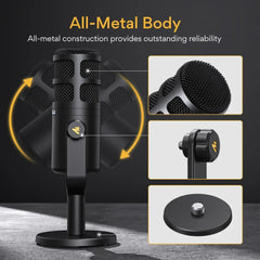 PD100 XLR Podcast Microphone Cardioid Studio Dynamic Mic for Vocal Recording Black Microphone