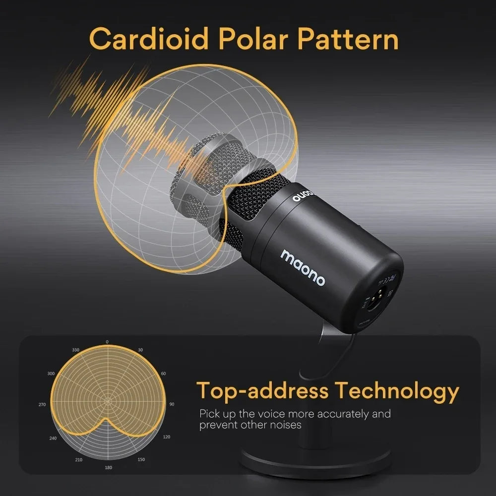 PD100 XLR Podcast Microphone Cardioid Studio Dynamic Mic for Vocal Recording Black Microphone